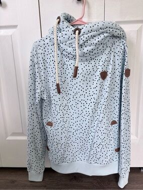 Wanakome Light Blue Polka Dot Hoodie with Drawstring